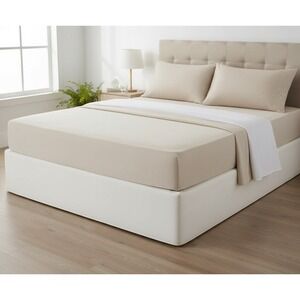 Mainstays‎ Cotton Blend Fitted Sheet Easy Care Full Beige